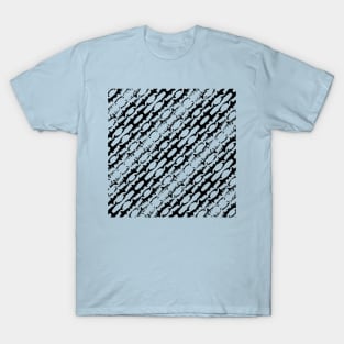 Abstract Diagonal Black Shark Pattern T-Shirt